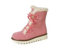 Womens Fleece Lined Snow Boots Plush Warm Faux Fur Shoes Classic Comfort Hiking Durable Ankle Booties Wedge Lace Up Cozy Boot
