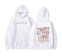 Womens Fleece Lined Thick Hoodies Aesthetic Trust In The Lord Christian Trendy Cold Weather Gear Hooded Pullover Hoodies for Teens Graphic Letter Jesus Long Sleeve Essential Thermal White