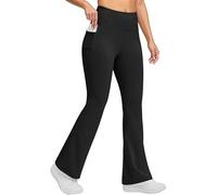 Women's Fleece Lined Yoga Pants High Waisted Water Resistant Flared Leggings Thermal Winter Bootcut Trousers with Pockets Women Winter Gym Leggings Fur Tights for Hiking Yoga in Winter