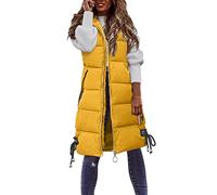 Women'S Fleece Long Gilets, Jacket Womens Ladies Padded Longer Length Gilet Full Zipper Sleeveless Down Trench Coats Bodywarmer Without Hood Vest Body Warmers For A Woman Long Gilet