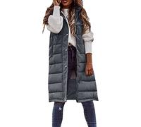 Women'S Fleece Long Gilets, Puffer Jacket With Pockets Lightweight Gilet Ladies Longline Hooded Quilted Winter Long Coat Bodywarmer Without Hood Vest Bodywarmer Coat With Pocket Zip Up Gilet