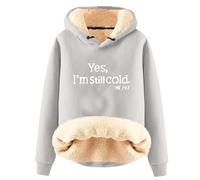 Women's Fleece Long Sleeve Hoodie Non Zip Up Yes I'm Cold Sweatshirt Winter Warm Thick Sherpa Fleece Lined Hoodies Fuzzy Jumpers with Hood Soft Comfy Pullover Winter Warm Coats Hooded Outwear Tops