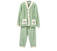 Womens Fleece Pyjamas Sets Flannel Loungewear Button Down Tops Lounge Pants Loose Plush Fluffy Sleepwear 2 Piece Faux Fur Teddy Pjs Sets Winter Warm Furry Cosy Nightwear Sherpa Teddy Pj Set Ladies