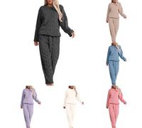 Womens Fleece Pyjamas Sets Fluffy Soft Warm Cosy 2 Pieces Pjs Sets Pullover And Wide Leg Pants Set Winter Warm Comfy Towel Pjs Thick Plush Flannel Co Ord Set Ladies Loungewear Nightwear, S-XL Red