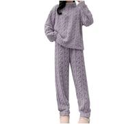 Womens Fleece Pyjamas Sets Fluffy Soft Warm Cosy 2 Pieces Pjs Sets Quarter Zip Pullover And Wide Leg Pants Set Winter Warm Comfy Towel Pjs Thick Plush Flannel Co Ord Set Ladies Loungewear Nightwear
