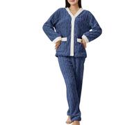 Womens Fleece Pyjamas Sets Fluffy Soft Warm Cosy 2 Pieces Pjs Sets Quarter Zip Pullover And Wide Leg Pants Set Winter Warm Comfy Towel Pjs Thick Plush Flannel Co Ord Set Ladies Loungewear Nightwear