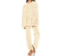 Womens Fleece Pyjamas Sets Fluffy Soft Warm Cosy 2 Pieces Pjs Sets Quarter Zip Pullover And Wide Leg Pants Set Winter Warm Comfy Towel Pjs Thick Plush Flannel Co Ord Set Ladies Loungewear Nightwear