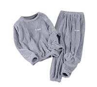 Womens Fleece Pyjamas Sets Sherpa Winter Warm Pjs Thickened Plush Loungewear Sleepwear Soft Comfy Fur Teddy Nightwear Flannel Warm Cosy 2 Pieces Pjs Set Fluffy Top and Bottom Fuzzy Lounge Set Grey