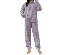 Womens Fleece Pyjamas Sets UK Fluffy Soft Warm Cosy 2 Pieces Pjs Sets Quarter Zip Coral Velvet Sleepwear Plush Pullover And Wide Leg Pants Co Ord Set Ladies Winter Thick Thermal Loungewear Nightwear