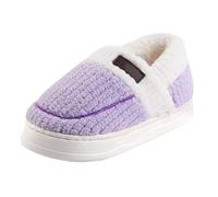Women's Fleece Slippers Closed Toe Fuzzy Thick Sole House Shoes Cozy Memory Foam Slip On Loafers Casual Fluffy Autumn Winter Warm Indoor Bedroom Footwear (Purple, 5)