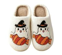 Womens Fleece Slippers Ladies Wide Fi Fluffy House Shoes Cosy Indoor Shoes | Halloween Memory Foam Warm Winter Cotton Mules Soft Plush Scuffs Slip on Spooky Autumn Festival Thick