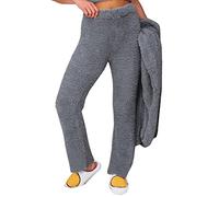 Women's Fleece Trousers Warm Winter Trousers Elastic Waist Fluid Slacks Fleece Winter Trouser Warm Warm Clothing Casual Clothing Solid Color Slacks Thick Loungewear Trouser, Dark Gray, M