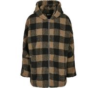 Women's fleece Urban Classics hooded oversized check sherpa Beige XL