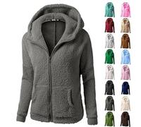 Womens Fleece Zip Up Jacket, Teddy Fleece Jacket Women Plush Sherpa Sweatshirts Jackets Full Zip Fluffy Hoodies Fall Winter Warm Zipper Coats Oversized Open Front Cardigans with Pockets Dark Gray
