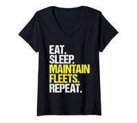 Women's Fleet Technician Eat Sleep Routine V-Neck T-Shirt