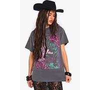 Womens Fleetwood Mac Bird License Oversized Printed T-Shirt - Grey - S, Grey