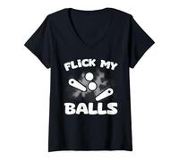 Women's Flick My Balls Retro Pinball Arcade Machine Pinball Wizard V-Neck T-Shirt