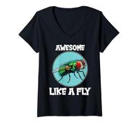 Womens Flies Awesome Like a Fly V-Neck T-Shirt