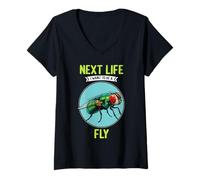 Womens Flies Next Life i Want to be a Fly V-Neck T-Shirt