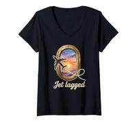 Women's Flight Attendant Jet Lagged Stewardess Aviation V-Neck T-Shirt