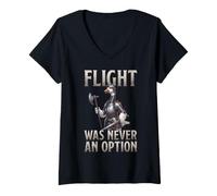 Women's Flight Never Option Flightless Birds Medieval Viking Goose V-Neck T-Shirt