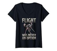 Women's Flight Never Option Flightless Birds Medieval Viking Ostrich V-Neck T-Shirt
