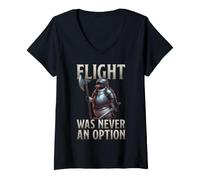 Women's Flight Never Option Flightless Birds Medieval Viking Penguin V-Neck T-Shirt