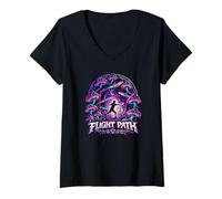 Women's Flight Path Disc Golf Frolf Trippy Forest Player Gift V-Neck T-Shirt