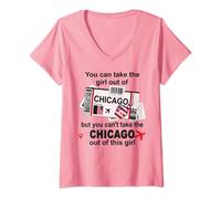 Womens Flight Ticket Chicago - Girl from Chicago Boarding Pass V-Neck T-Shirt