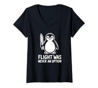Women's Flight was Never an Option - Funny Penguin V-Neck T-Shirt