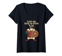 Women's Flight was Never an Option Penguin Viking Warrior Norse V-Neck T-Shirt