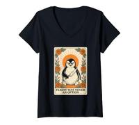 Women's Flight was Never an Option Penguin with Knife Tarot Card V-Neck T-Shirt