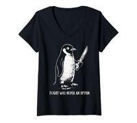Women's Flight was Never an Option Sarcastic Penguin V-Neck T-Shirt