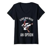 Women's Flight was Never an Option Turkey Karate Thanksgiving V-Neck T-Shirt