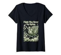 Women's Flight was Never an Option Turkey Thanksgiving Funny Autumn V-Neck T-Shirt