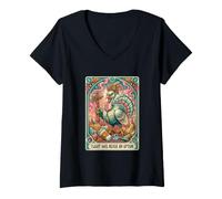 Women's Flight was Never an Option Turkey Thanksgiving Tarot Card V-Neck T-Shirt