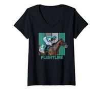 Womens Flightline Horse Racing Thoroughbred Del Mar Santa Anita V-Neck T-Shirt