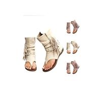 Women's Flip Flop Tassels Sandals Western Slouch Boots Versatile Flip Flop Sandals Thick Soled Cork for Women Women's Bohemian Wedge Sandals for Women, Pearl Tassel Casual Summer Shoes