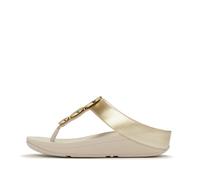 Fitflop Sandals Halo Bead-Circle Metallic Platino Leather Toe-Post Size 8 Colour Go