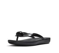 FitFlop Iqushion Glossy-Button Flip Flops 4 (37) Black