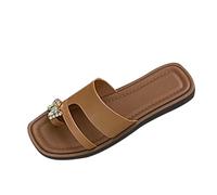 Womens Flip Flops High Value And Versatile Flat Bottomed Beach Non Sandals Fluff Slide Slippers Sliders Women For Flop Orthotic Arch Support Glitter Woman Foam Orthopedic Wide Fit Brown 5