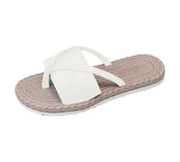 Womens Flip Flops Orthopedic Toe Post Flip Flops Summer Flat Sandals for Women Uk Shower Beach Pool Sandals Lightweight （Beige，5