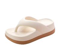 Women's Flip Flops Platform Orthopaedic Open Toe Slippers Wide Fit Beach Shoes Lightweight Sandals Thick Sole Slippers Slides Non-Slip Bath Slippers Soft Shower Shoes, beige, 6 UK