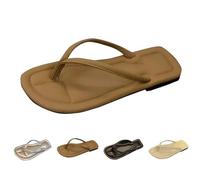 Women's Flip Flops Size 4 Square Toe Flat Sandals for Women Comfortable Thong Sandals Lightweight Summer Slides Shoes Dressy Vacation Slip On Slides for Beach, Shower Pool Coffee