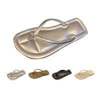 Women's Flip Flops Size 5 Square Toe Flat Sandals for Women Comfortable Thong Sandals Lightweight Summer Slides Shoes Dressy Vacation Slip On Slides for Beach, Shower Pool Silver
