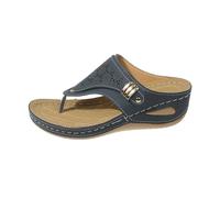 Womens Flip Flops, Wide Fit Wedge Sandals Ladies Orthopedic Shoes With Arch Support Plantar Fasciitis Sandal Memory Foam Toe Post Sliders Slip On Cushion Walk Sandals Summer Beach Shoes