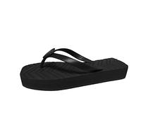 Women's Flip Flops with Arch Support Breathable Buckle Strap Shoes Mouth Flowers Ladies Sandals Wedge Heel Women's Sandals for Indoor & Outdoor Holiday Summer Vocation (Black, 5.5)