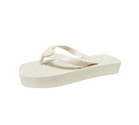 Women's Flip Flops with Arch Support Breathable Buckle Strap Shoes Mouth Flowers Ladies Sandals Wedge Heel Women's Sandals for Indoor & Outdoor Holiday Summer Vocation (Beige, 5)