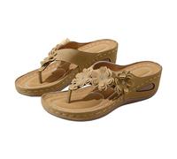 Womens Flip Flops With Arch Support，Womens Wedge Sandals,Wide Fit Orthopedic Sandals For Womens, Soft Summer Beach Slides Non-Slip Comfort With Stick Soles,Lightweight Open Toe Sandals