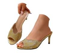 Women's Flip Flops with Big Flower Summer Boho Floral Platform Sandals Kitten Heel Rhinestone Flip Flops Comfort Sandals Slip on Summer Beach Travel Shoes Elegant Dressy Thong Sandal (Gold-c, 4)